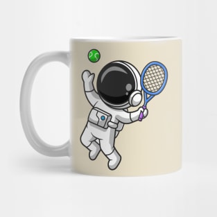 Cute Astronaut Playing Tennis Ball Cartoon Mug